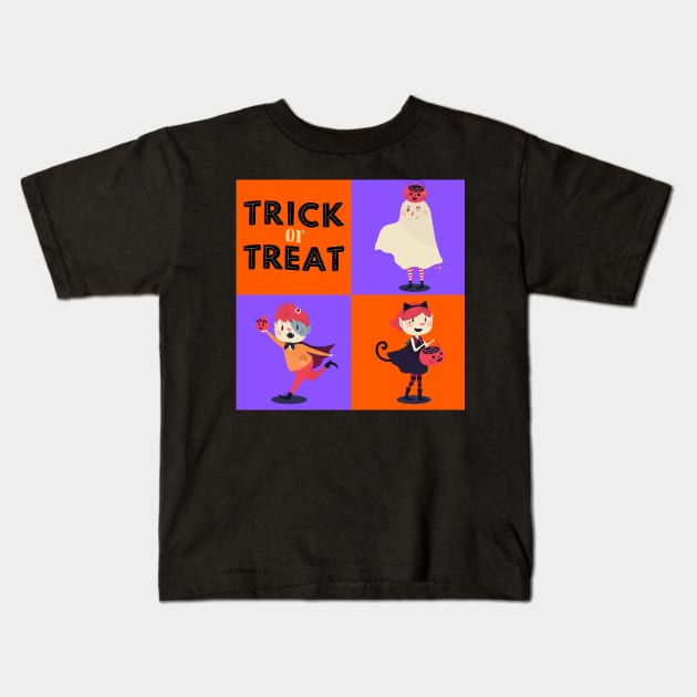 Trick Or Treat Halloween Fun Kids T-Shirt by TJWDraws